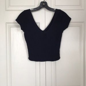 Hollister Navy Deep V neck Crop Top M